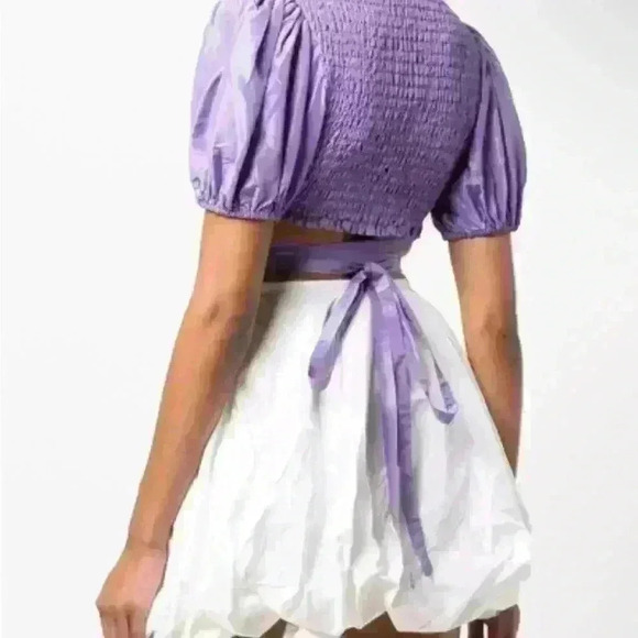 Cynthia Rowley Women's Taffeta Silk Smocked Top Purple Sizes XS, M, L, NWT $325 - Picture 2 of 8
